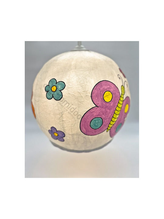 Harti Harti Kids Paper Single Ceiling Light E27 Butterflies White - Multicoloured