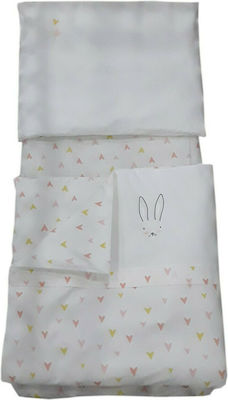 Kikka Boo Baby Cradle Bedding Set Rabbits in Love 5pcs White