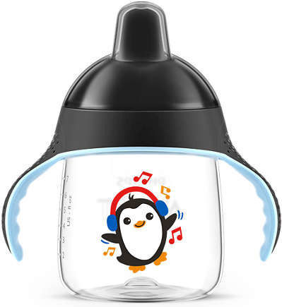Philips Educational Sippy Cup Plastic with Handles Black for 12m+m+ 260ml