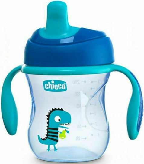 Chicco Training Cup Educational Sippy Cup Plastic with Handles Blue for 6m+m+ 200ml