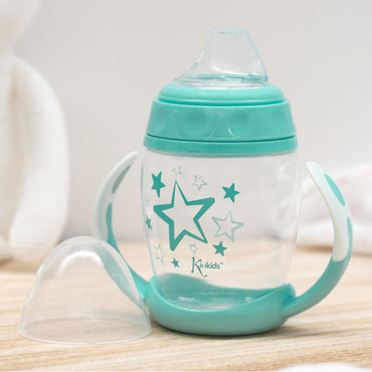 Kiokids Star Educational Sippy Cup Plastic with Handles Green for 6m+m+ 270ml