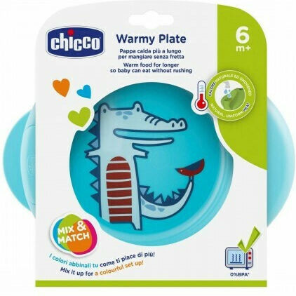 Chicco Baby Food Plate Warmy Plate 6m+ made of Plastic Blue 16000-20
