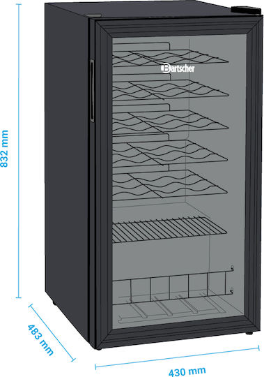 Bartscher Getränkekühlschrank Rückwandbar 88lt mit Drei Türen H83.2xB43xT48.3cm