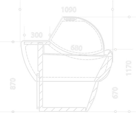 Domi Βιτρίνα Κρεοπωλείου Ποσειδών 252 Υ117xΠ252xΒ109cm