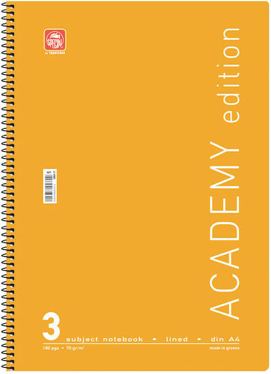 Typotrust Spiral Notebook Ruled A4 3 Subjects Academy Red