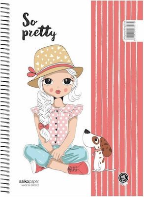 Salko Paper Spiral Notebook Ruled B5 60 Sheets 2 Subjects 6129 So Pretty 1pcs (Μiscellaneous Designs) 6122