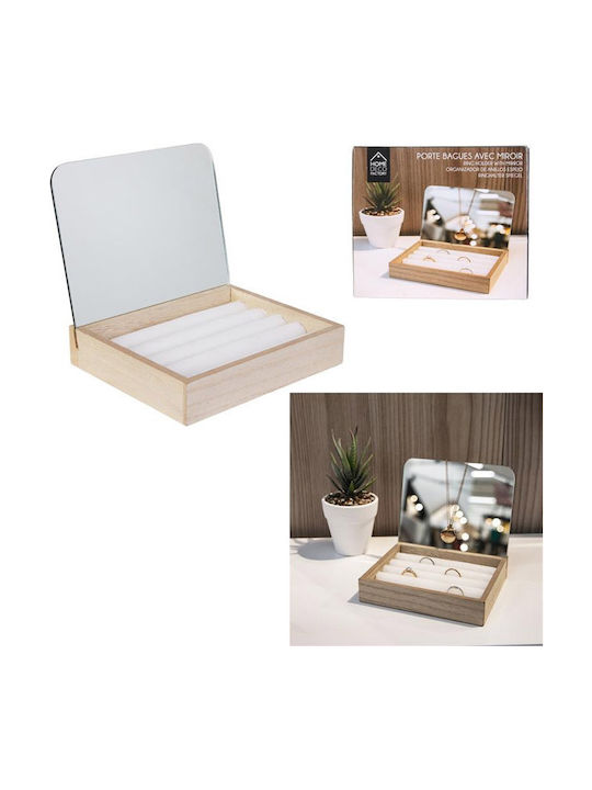 The Home Deco Factory Casetă Pentru Bijuterii Din Lemn Cu Oglindă Bej 15x14.2x13cm