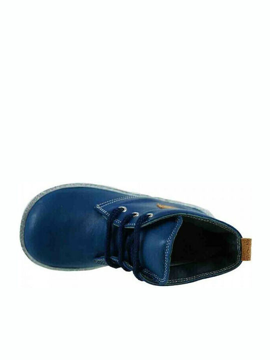 Leder Kinderstiefel mit Schnürsenkeln Blau