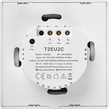 Sonoff TX T1 Recessed Touch Wall Switch Wi-Fi Lighting Two-Way with Frame Medium White