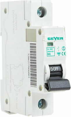 Geyer 1-Pole Automatic Circuit Breaker 6A 6kA Καμπύλη B EA106B