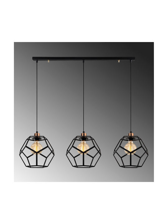 Sheen Degirmen Pendant Light Three-Light Rail for Socket E27 Black