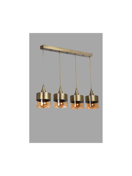 Sahara 4 Pendant Chandelier Rail for 4 Bulbs E27 Gold