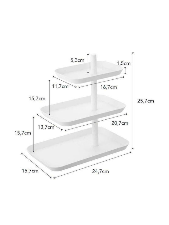 Yamazaki Metallic Dessert Tower Stand with 3 Tiers White 24.7x15.7x25.7cm