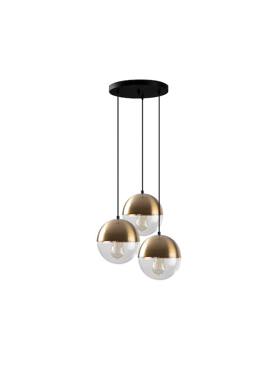 Bastos Pendant Light Three-Light for Socket E27 Gold