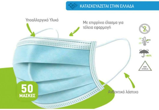 Como Medical Mask single-use 3ply Type II BFE >99% Protective Mask Non-Reusable Type II Surgical Blue 50pcs