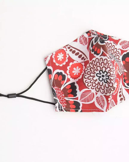 Pennie Red Bloom Βαμβακερή Μάσκα με Διπλό Ύφασμα 18x14cm Κόκκινο 1τμχ