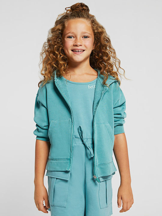 Mayoral Girls Hooded Sweatshirt with Zipper Turquoise