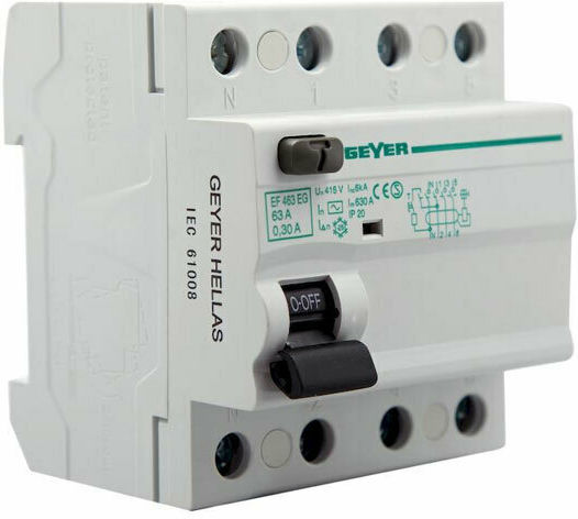 Geyer Phase 4-Pole Earth Leakage Relay 63A EF463GG