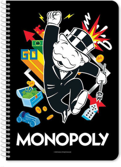 Diakakis Spiral Notebook Ruled B5 60 Sheets 2 Subjects Monopoly 1pcs (Μiscellaneous Designs)