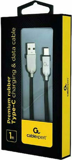 Cablexpert Premium Rubber Braided USB 2.0 Cable USB-C male - USB-A Black 1m (CC-USB2R-AMCM-1M)