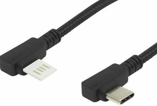 Blow Angle (90°) / Regular USB 2.0 Cable USB-C male - USB-A Μαύρο 1m 66-139#