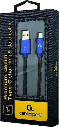 Gembird Premium jeans (denim) Braided USB 2.0 Cable USB-C male - USB-A Μπλε 1m CC-USB2J-AMCM-1M-BL