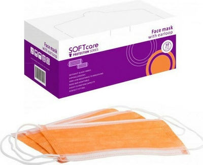 Bournas Medicals SoftCare Protection Series Disposable Surgical Mask Type II with Elastic Band Orange 50pcs