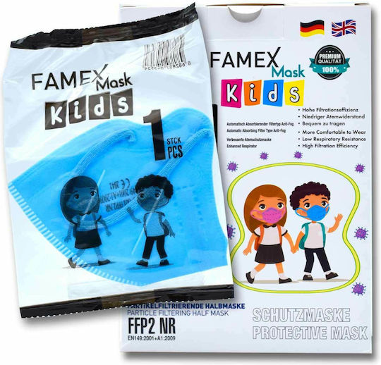Famex Kids Mask FFP2 NR Protective Mask FFP2 Kids Sky Blue 1pcs