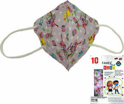 Famex Disposable Protective Mask FFP2 NR Kids with Owls 50pcs