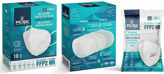 Musk Meltblown Protective Disposable Protective Mask FFP2 White 10pcs