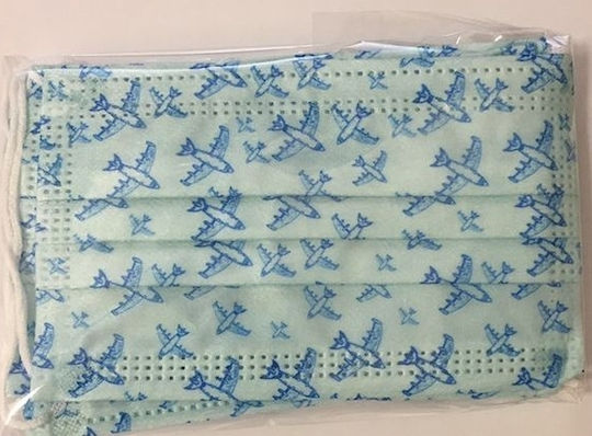 Poli MeyMed Kids Boy Μάσκα Προστασίας για Παιδιά 4-9 ετών σε Λευκό χρώμα με Αεροπλανάκια 5τμχ