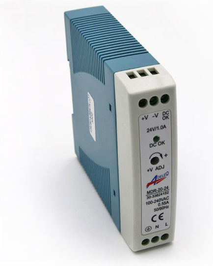 Adeleq DIN Rail Power Supply 1A/24V/15W για Ταινίες LED