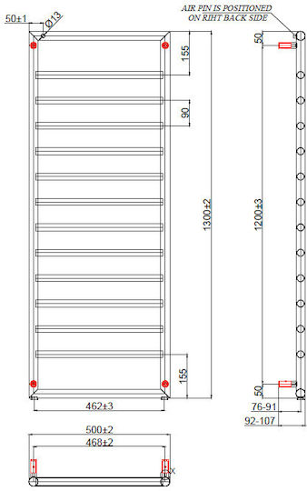 Karag Design 7 Towel Rail Bathroom 1300x500 407kcal/h Black Black Matt