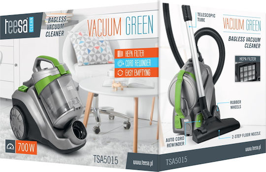 Teesa TSA5015 Ηλεκτρική Σκούπα 700W με Κάδο 2lt Ασημί
