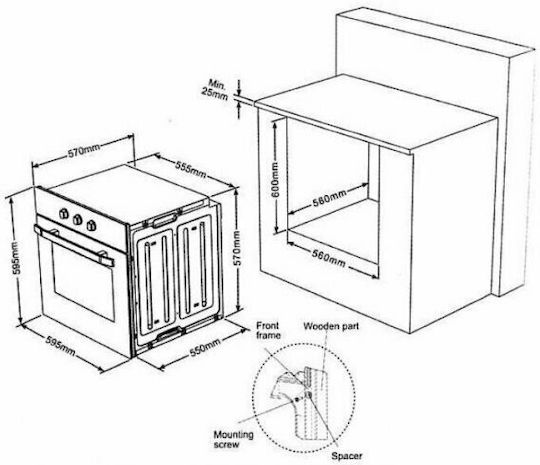 Finlux FX 820A IX Φούρνος άνω Πάγκου 61lt Π60εκ. Inox