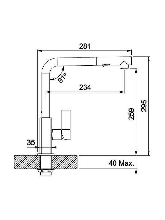 Franke Maris Tall Kitchen Faucet Counter with Shower Gray