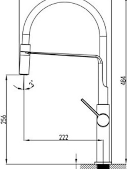 Teorema Silicone Μπαταρία Κουζίνας Πάγκου με Ντουζ Μαύρη