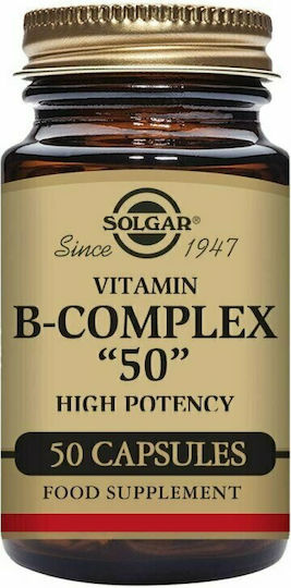 Solgar B-Complex "50" Vitamin für Energie, Stärkung des Immunsystems & das Nervensystem 50mg 50 veg. Kappen