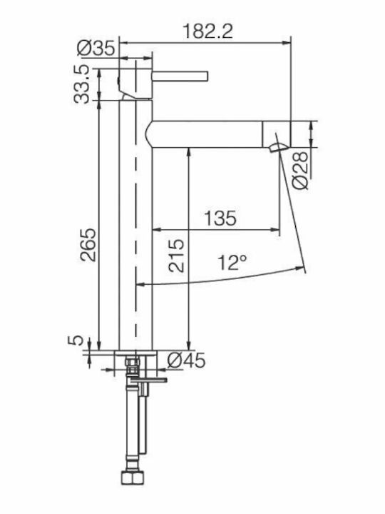 Imex Moscu Αναμεικτική Μπαταρία Νιπτήρα Ψηλή Inox Ασημί