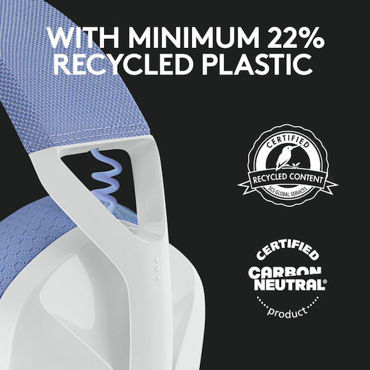 Logitech G435 Lightspeed Wireless Over Ear Gaming Headset with Connection Bluetooth / USB White