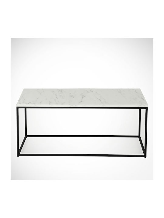 Rectangular Coffee Table Saffron Wooden White / Black L95xW55xH43cm.