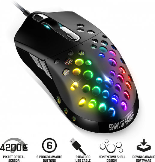 Spirit of Gamer Elite M80 RGB Gaming Ποντίκι 4200 DPI Μαύρο