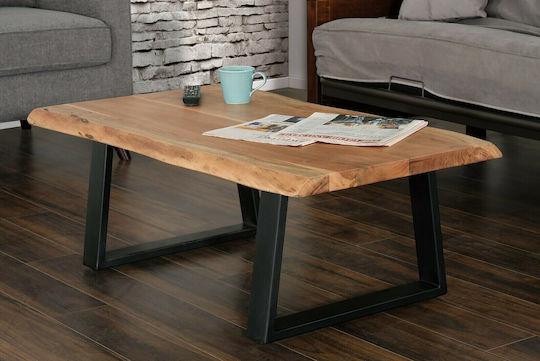 Rectangular Central Coffee Table Rama Made of Solid Wood Natural W115xD65xH40cm