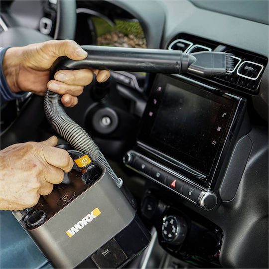 Worx Cube Vac Handstaubsauger für Autos Trockenes Saugen Wiederaufladbar 12V mit Batterie und Ladegerät Black, Grey