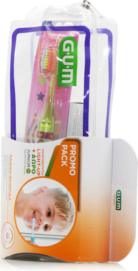 GUM Light-Up 903 & Junior Σετ Παιδική Οδοντόκρεμα με Οδοντόβουρτσα για 7+ Χρονών 2τμχ με Γεύση Φράουλα 50ml