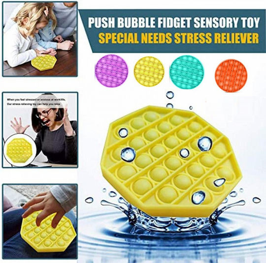 Push Pop It Bubble Fidget Toy Round Captain America Silicone Light Blue