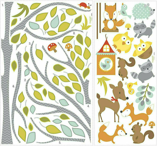 RoomMates Decor Kinder Wandsticker Wand Baum & Füchse 109x147cm
