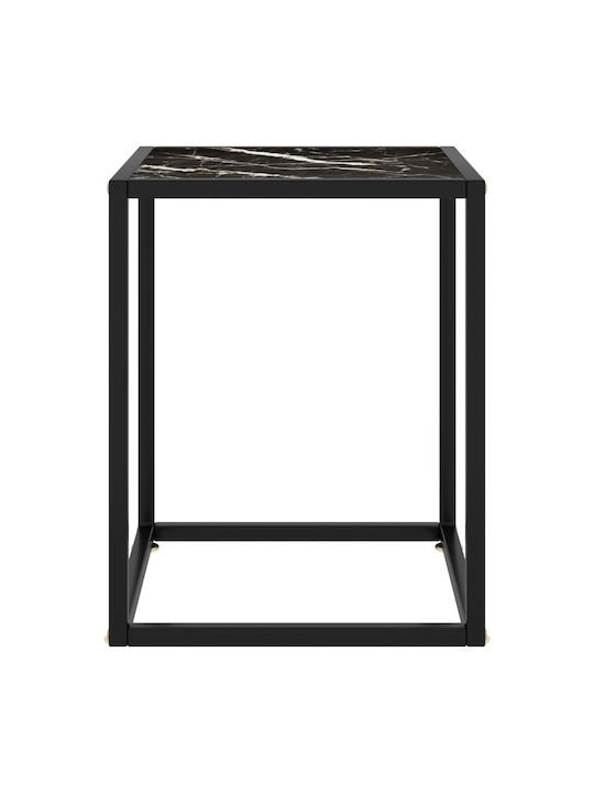 Square Glass Side Table Black L40xW40xH50cm