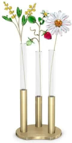 Swarovski Διακοσμητικό Βάζο Γυάλινο Garden Tales Χρυσό Φ8xΥ16cm 3τμχ
