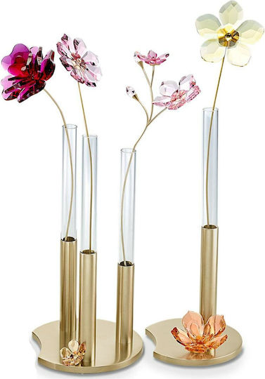 Swarovski Διακοσμητικό Βάζο Γυάλινο Garden Tales Χρυσό Φ8xΥ16cm 3τμχ